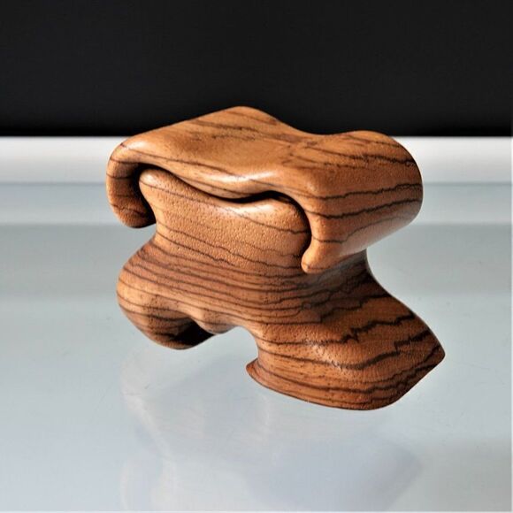 Fred Buss Zebrawood Shoe Shape Jewelry Box - Picture 2 of 12